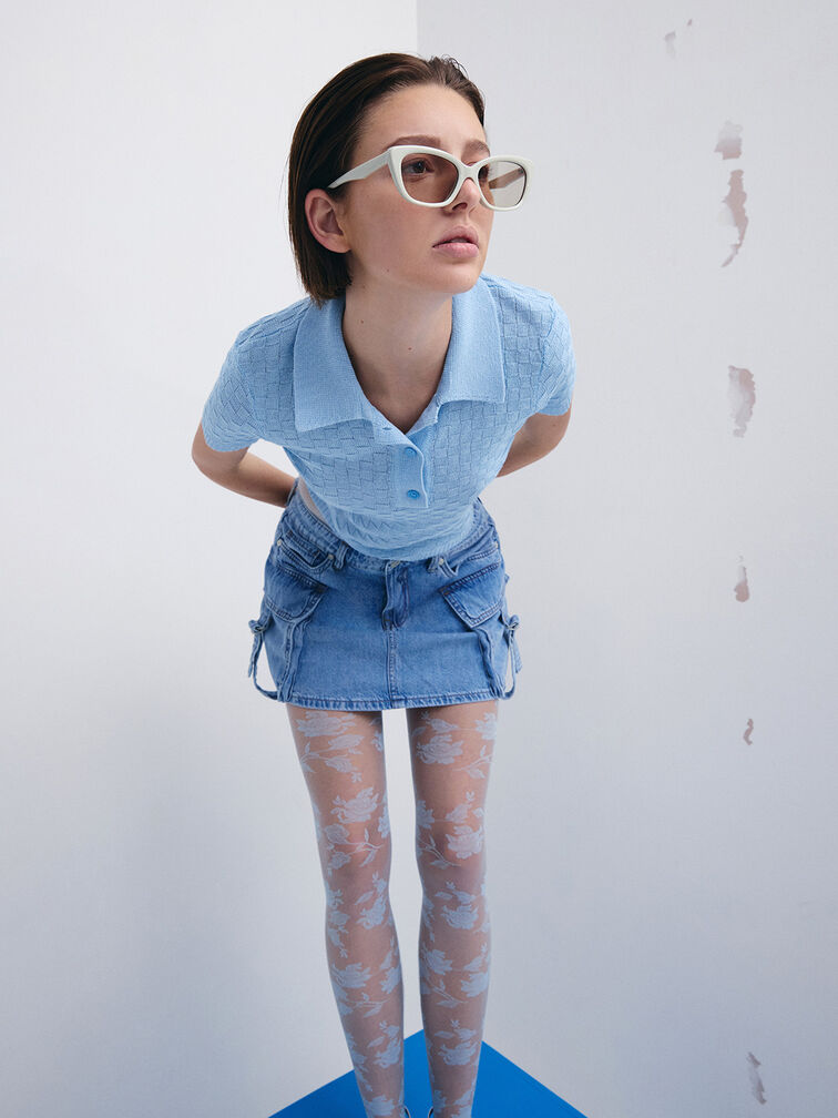 نظارة شمسية مايفا كات آي أسيتات مُعاد تدويره, أبيض طباشيري, hi-res