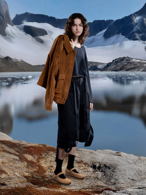 حذاء ماري جين الرياضي من مجموعة جيس من الشمواه, بيج, hi-res