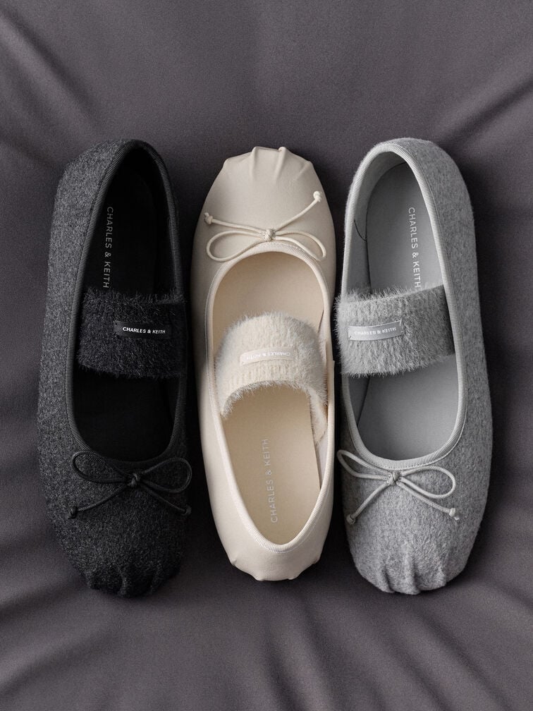 Winona Felt Mary Jane Flats, Light Grey, hi-res