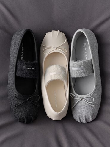 Winona Felt Mary Jane Flats, Light Grey, hi-res