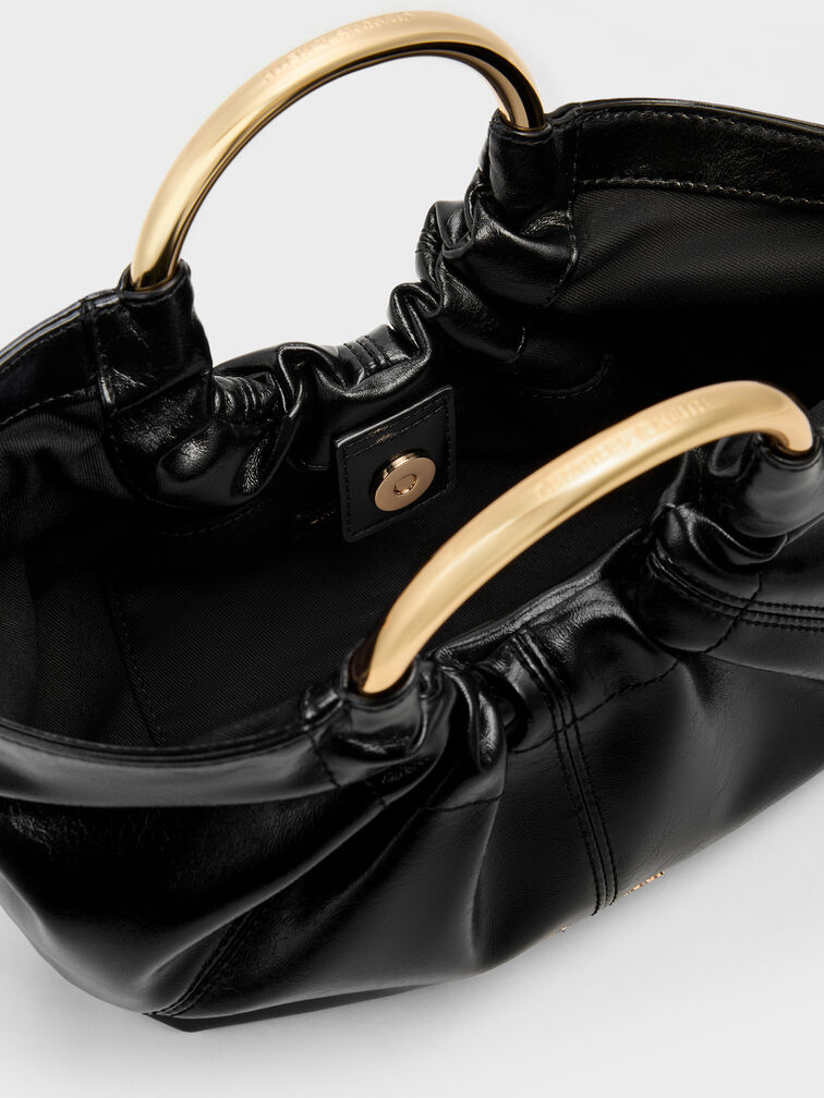 حقيبة حمل بمقبض معدني من سيارا, أسود, hi-res