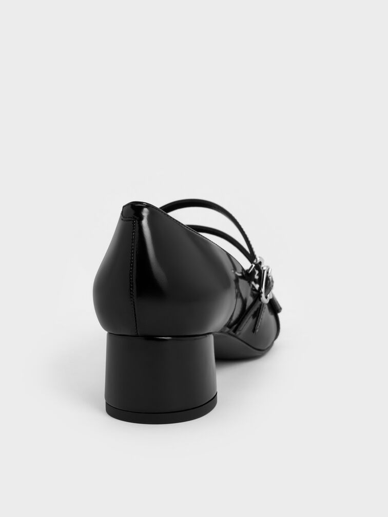 حذاء بامب ماري جين من مجموعة جانيس بحزامين بإبزيم, صندوق أسود, hi-res