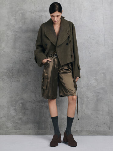 أحذية بكعب عالي (بامبس) لوفرز بلاتفورم بكعب مربع من الجلد السويدي الصناعي, بني محبّب غامق, hi-res