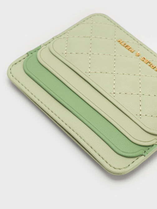 حاملة البطاقات كليو بتصميم مبطّن ولونين متناسقين, أخضر ماتشا, hi-res