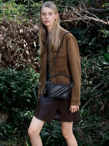 شنطة يد زيا من شامواه مُعاد تدويره, أسود كلاسيكي, hi-res