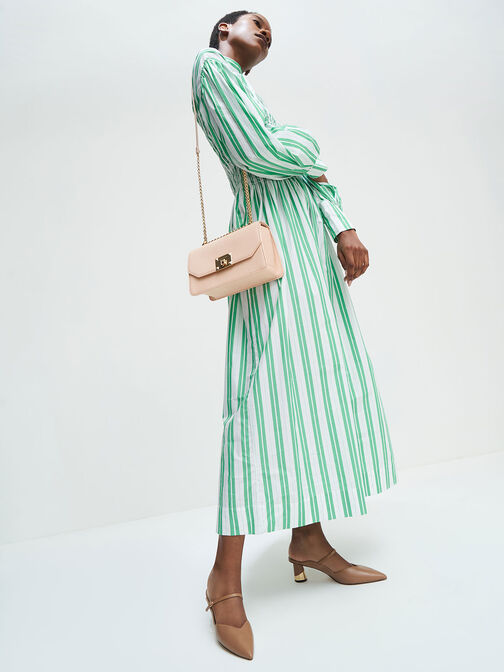 Cammie Metallic Sculptural Heel Mules, Camel, hi-res