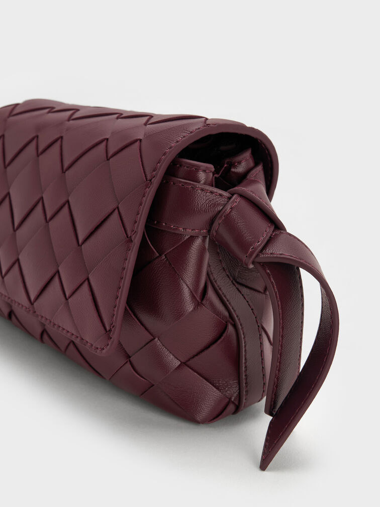 شنطة كروس إيفيت بنقشة منسوجة, أحمر توتي فاخر, hi-res