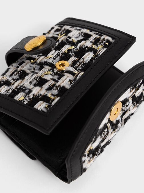 Este Belted Tweed Small Wallet, Black, hi-res