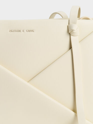 حقيبة توت باج ميدوري بتصميم هندسي, كريم, hi-res