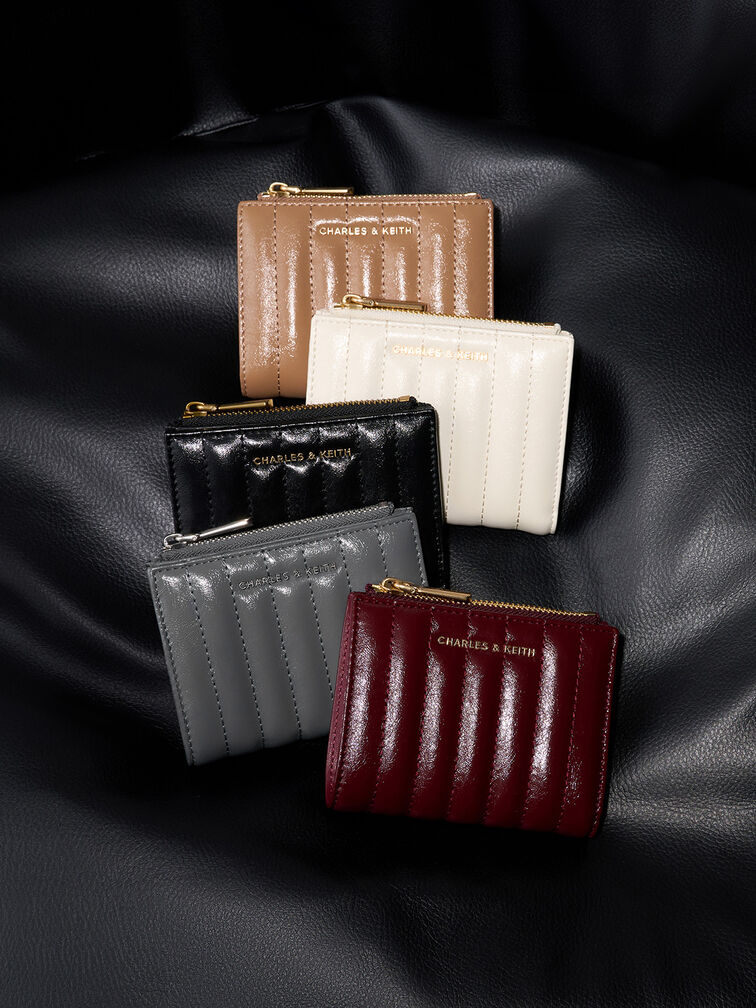 Donna Crinkle-Effect Panelled Top-Zip Wallet, Black, hi-res