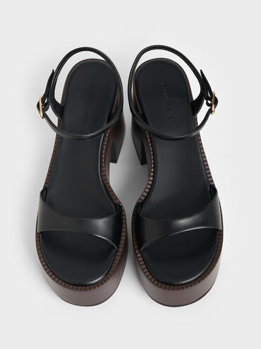 Ankle-Strap Platform Sandals, Black, hi-res