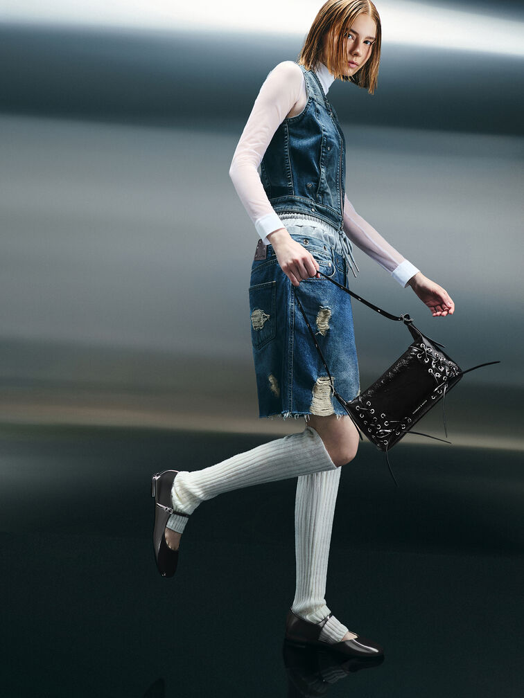 حقيبة كتف برباط, أسود كلاسيكي, hi-res