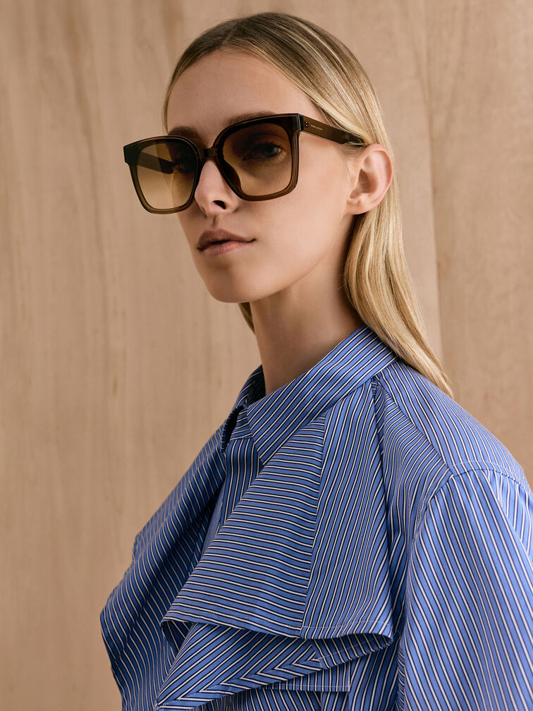 نظارات شمسية أفياتور بريا قابلة للطي, بني غني كالإسبريسو, hi-res