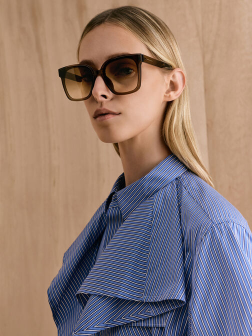 نظارات شمسية أفياتور بريا قابلة للطي, بني غني كالإسبريسو, hi-res