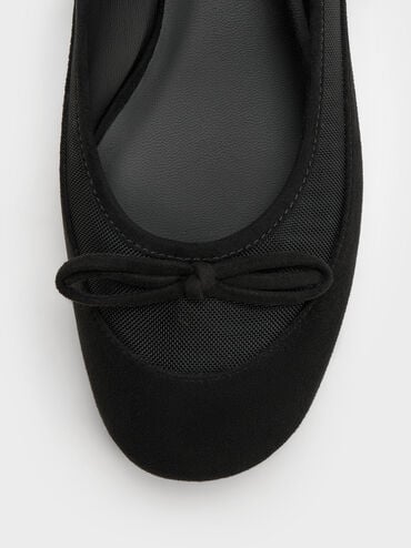 Mulligan Faux Suede & Mesh Mary Janes, Black Textured, hi-res