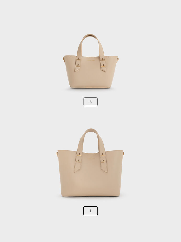 حقيبة توت شانيا صغيرة بمقبض مزدوج, بيج مخملي, hi-res