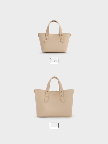 حقيبة توت شانيا صغيرة بمقبض مزدوج, بيج مخملي, hi-res