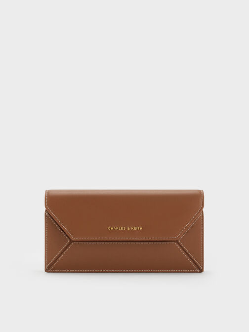 Nasrin Geometric Long Wallet, Chocolate, hi-res