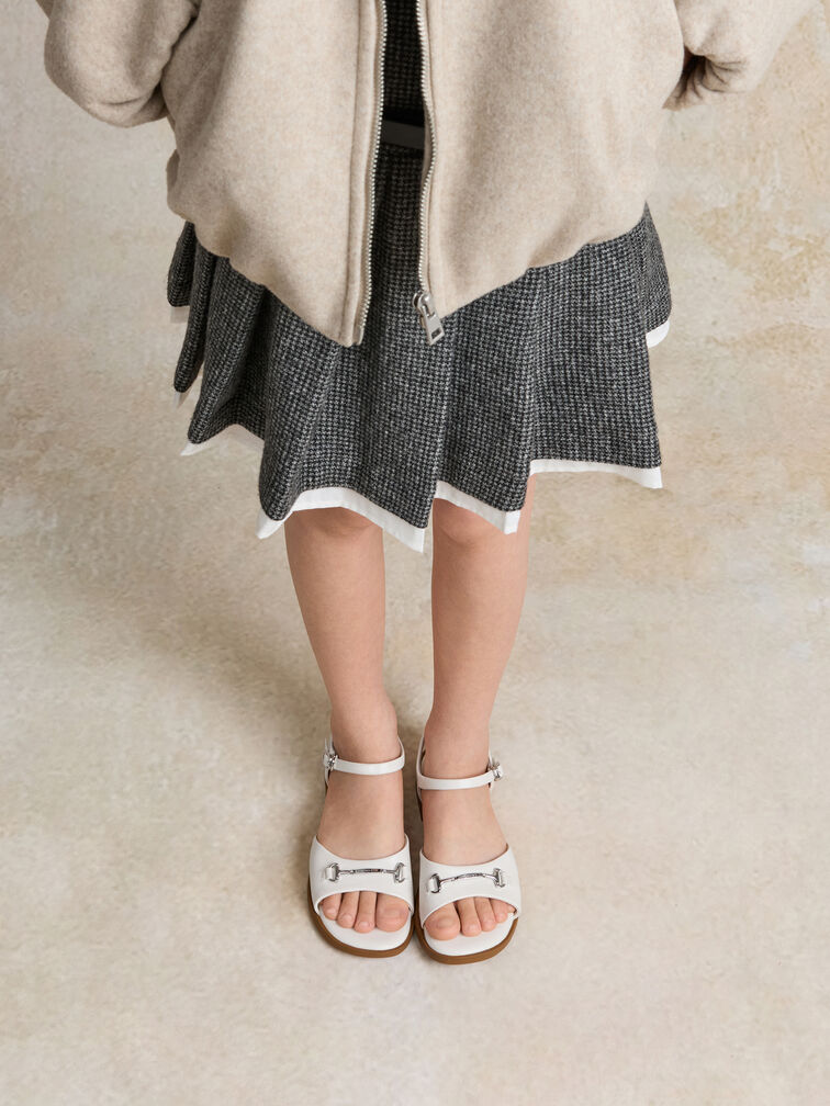 Girls' Erinna Metallic-Accent Sandals, Chalk, hi-res