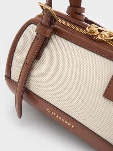 حقيبة بولينج إنولا بقماش ثنائي اللون, شوكولاتي, hi-res