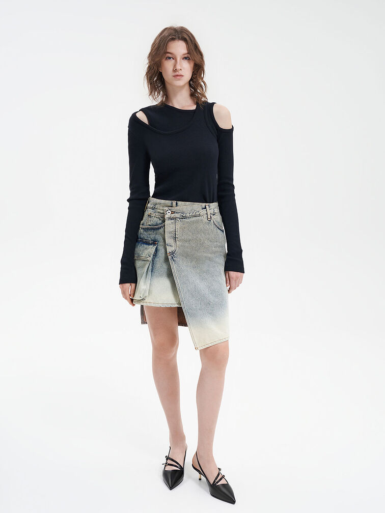 حذاء لامع بكعب صغير وحزام خلفي وشريط بمشبك, أسود براق, hi-res