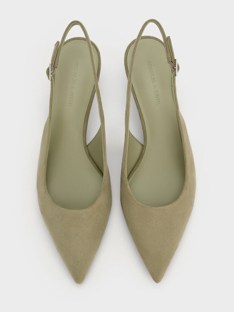 Ruthie Faux Suede Slingback Pumps, Olive, hi-res
