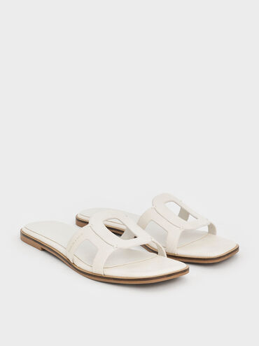 Easley Croc-Effect Cut-Out Slide Sandals, Animal Print White, hi-res