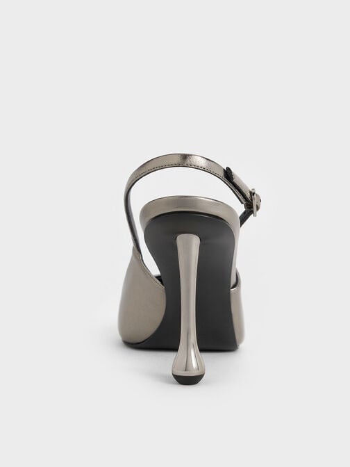 حذاء بامبس معدني بكعب منحوت ومقدمة مدببة, رمادي بيوتر, hi-res