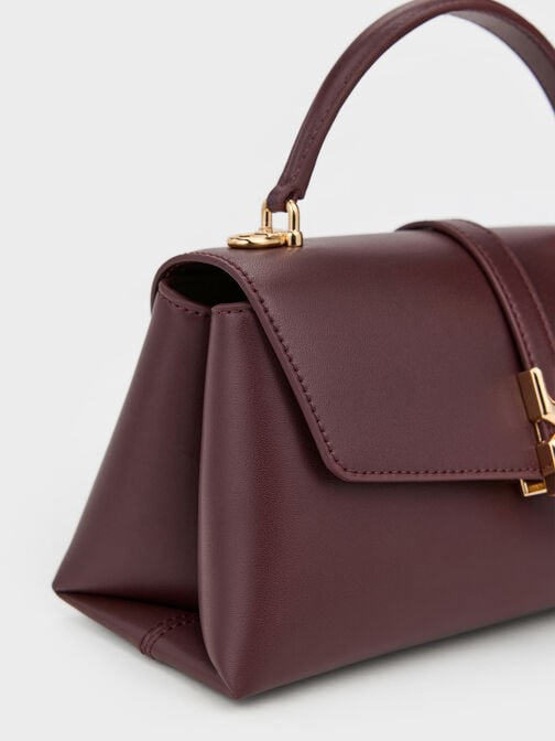 Adalyn Metallic-Buckle Chain-Strap Top Handle Bag, Wineberry Red, hi-res