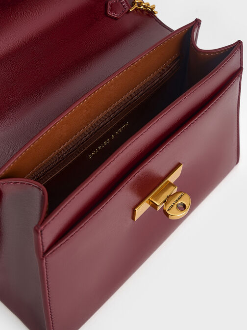 Samantha Envelope Chain-Handle Bag, Burgundy, hi-res