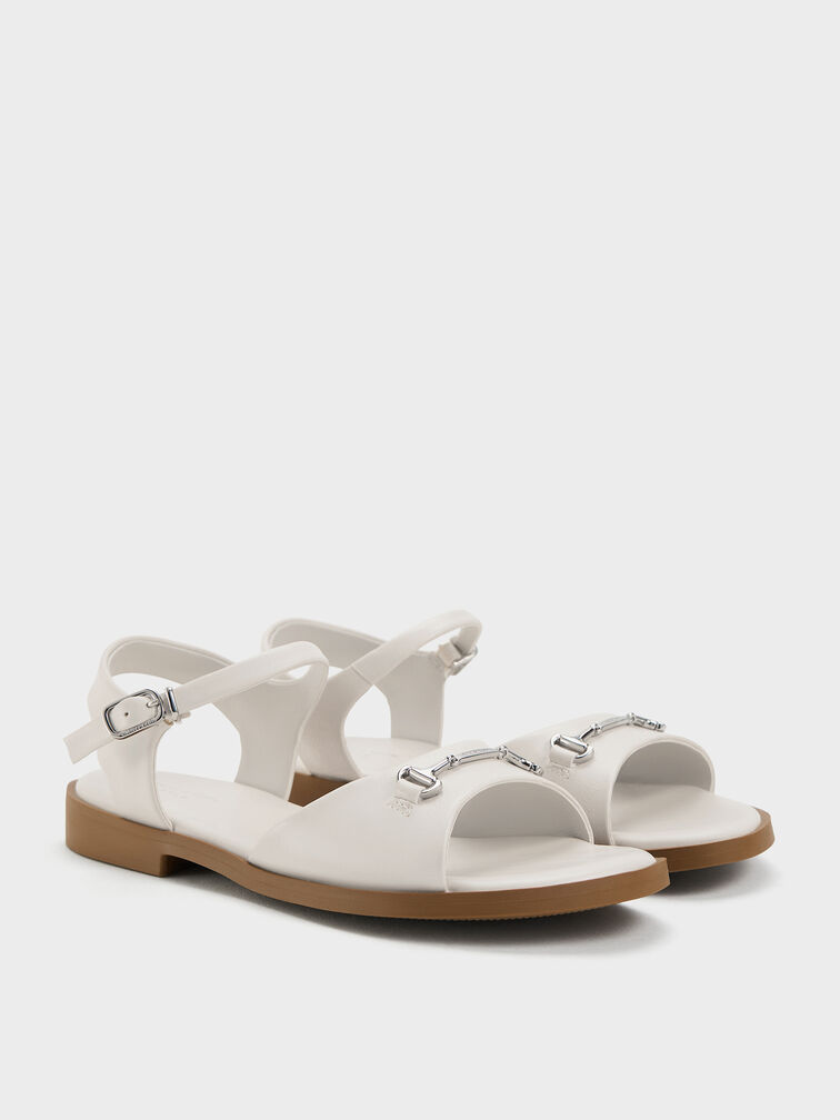 Girls' Erinna Metallic-Accent Sandals, Chalk, hi-res