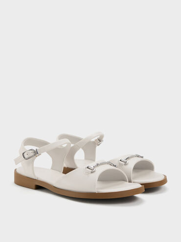 Girls' Erinna Metallic-Accent Sandals, Chalk, hi-res