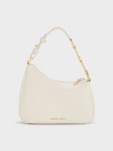Mini Agatha Chain-Accent Shoulder Bag, Cream, hi-res