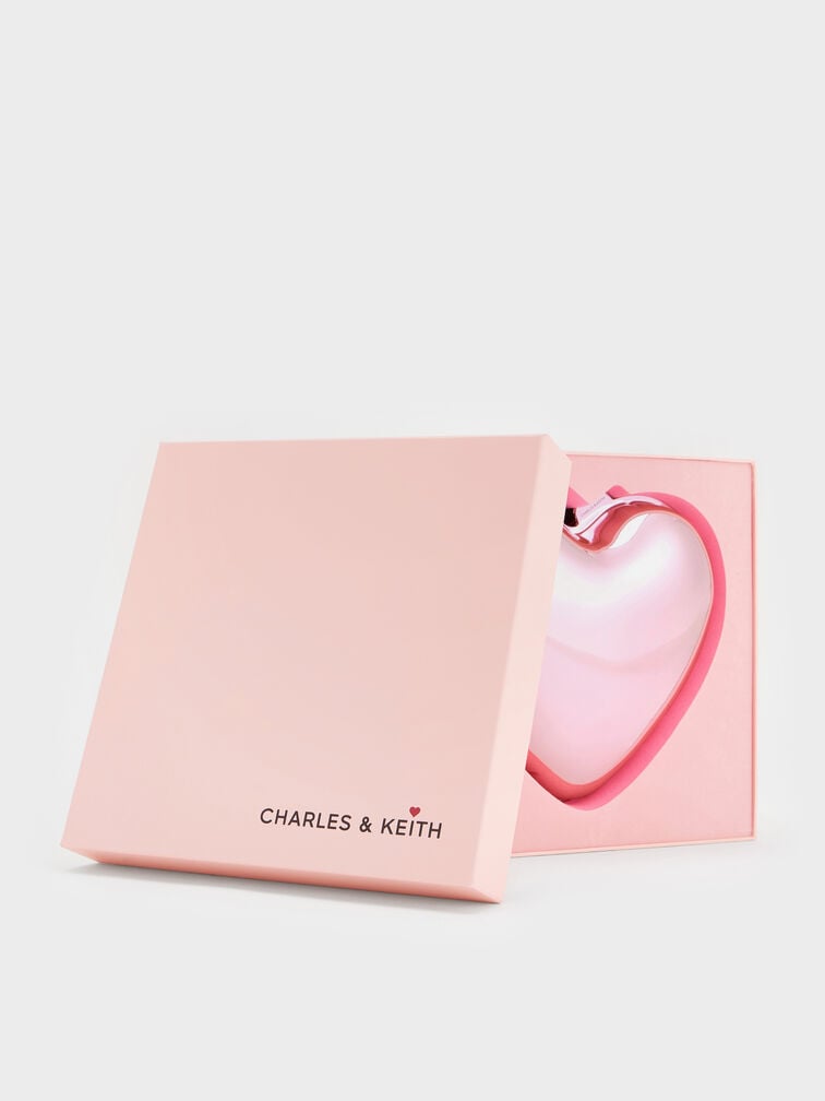 Metallic Heart Crossbody Bag, Pink, hi-res