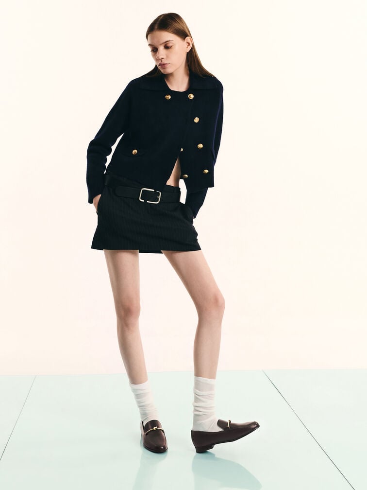 حذاء لوفر بإكسسوار معدني, بني داكن, hi-res