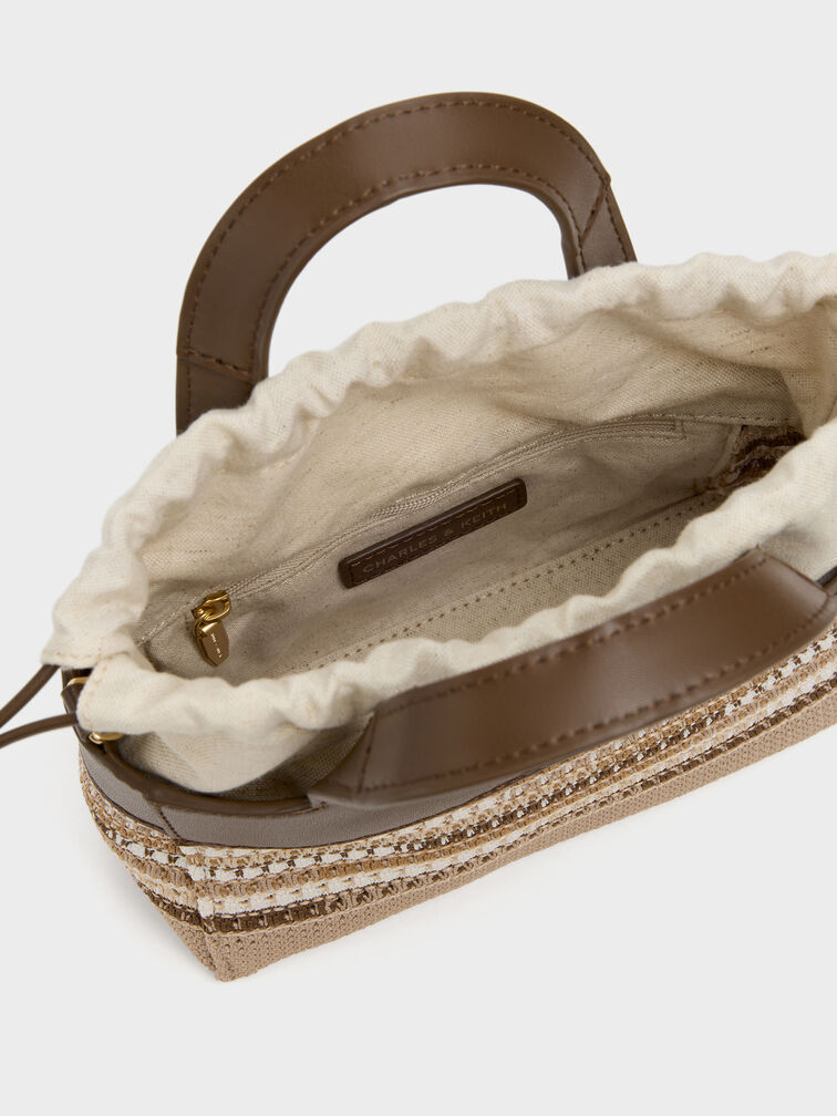 حقيبة إيدا المنسوجة متعددة الخطوط - للبنات, متعدد البني, hi-res