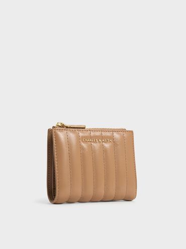 Donna Panelled Top-Zip Wallet, Tan, hi-res