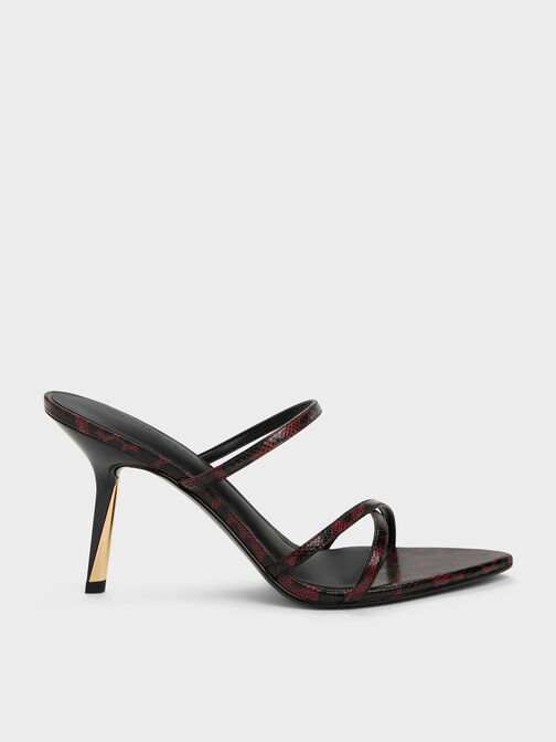 Taylen Leopard-Print Strappy Heeled Mules, Animal Print Burgundy, hi-res