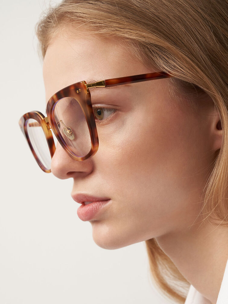 Acetate Tortoiseshell Square Blue Light Glasses, T. Shell, hi-res