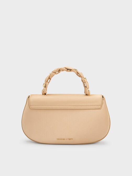 Eilian Satin Braided Top Handle Bag, Champagne, hi-res