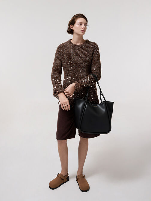 Lyla Tubular Slouchy Tote Bag, Black, hi-res