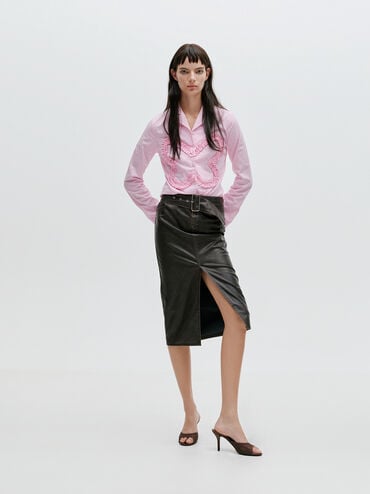 ميولز من الدانتيل بكعب ستيليتو, بني محبّب غامق, hi-res