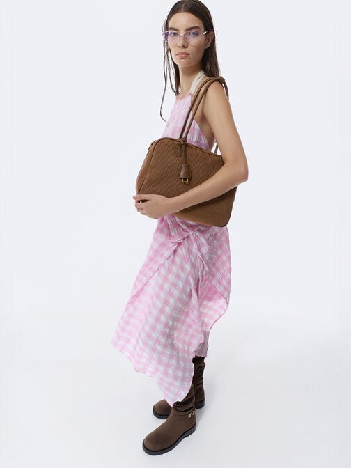 حقيبة بولينغ سيانا كبيرة كوردروي, بني موكا, hi-res