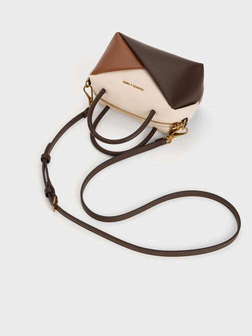 Midori Colourblock Geometric Bowling Bag, Multi Brown, hi-res