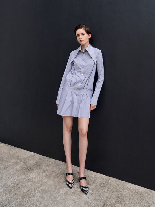 صندل أنيق مغلق من الأمام مصنوع من قماش التويد بتصميم ماري جين كلاسيكي, أسود خشن, hi-res