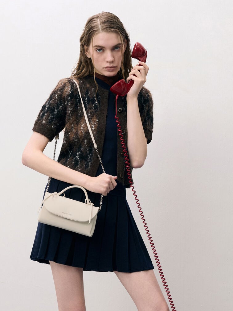 Hazel Bow Wallet On Chain, Cream, hi-res