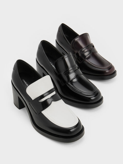 Penny Loafer Block-Heel Pumps, Black Boxed, hi-res