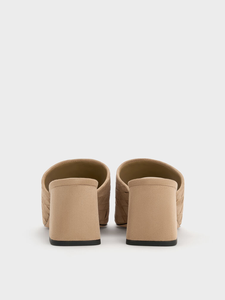 ميولز إيڤيت بكعب وتصميم متشابك من الشمواه الفاخر بمقدمة مربعة, رملي, hi-res