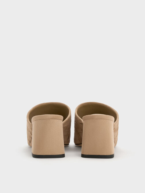 ميولز إيڤيت بكعب وتصميم متشابك من الشمواه الفاخر بمقدمة مربعة, رملي, hi-res