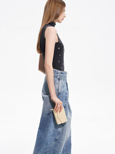 Stitch Trim Envelope Wallet, Beige, hi-res